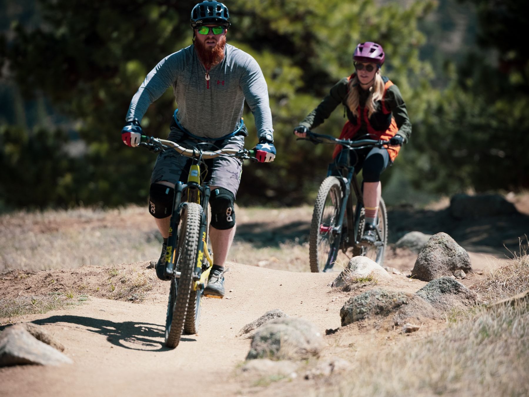 Rider on a trail in the mountains